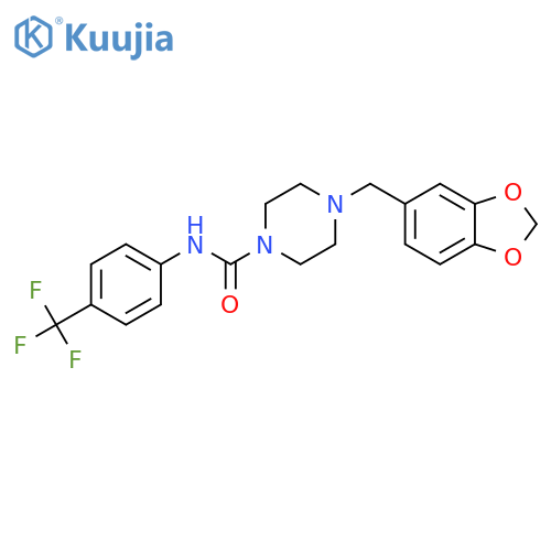 4-(2H-1,3-benzodioxol-5-ylmethyl)-N-[4-(trifluoromethyl)phenyl]piperazine-1-carboxamide structure