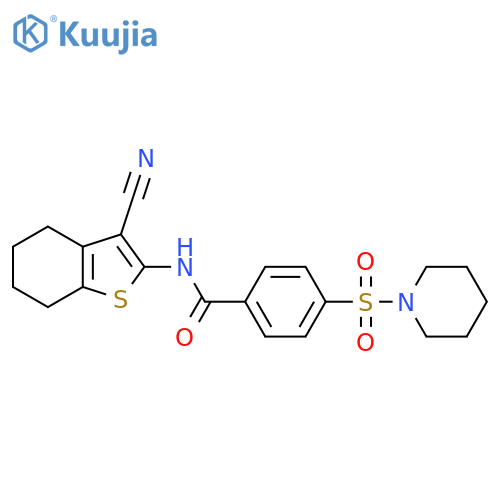 N-(3-cyano-4,5,6,7-tetrahydro-1-benzothiophen-2-yl)-4-(piperidine-1-sulfonyl)benzamide structure