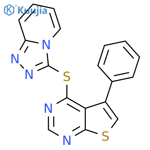 5-Phenyl-4-{[1,2,4]triazolo[4,3-a]pyridin-3-ylsulfanyl}thieno[2,3-d]pyrimidine structure