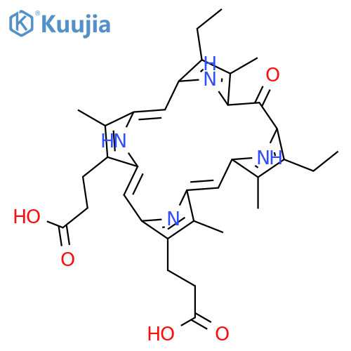 21H,23H-Porphine-2,18-dipropanoicacid, 7,12-diethyl-10,22-dihydro-3,8,13,17-tetramethyl-10-oxo- (9CI) structure