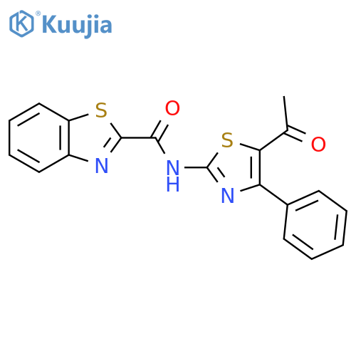 N-(5-acetyl-4-phenyl-1,3-thiazol-2-yl)-1,3-benzothiazole-2-carboxamide structure