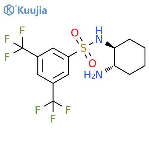 N-[(1R,2R)-2-aminocyclohexyl]-3,5-bis(trifluoromethyl)benzenesulfonamide structure