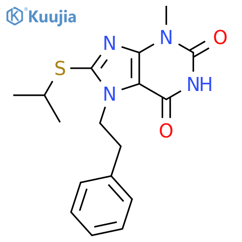 8-(isopropylthio)-3-methyl-7-phenethyl-3,7-dihydro-1H-purine-2,6-dione structure