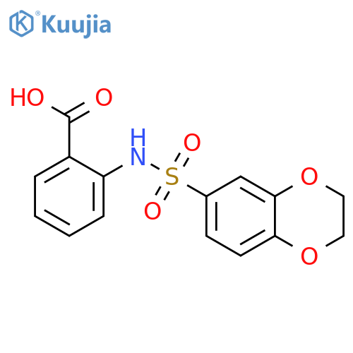 2-(2,3-dihydro-1,4-benzodioxine-6-sulfonamido)benzoic acid structure