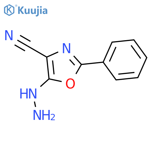 5-hydrazinyl-2-phenyl-1,3-oxazole-4-carbonitrile structure