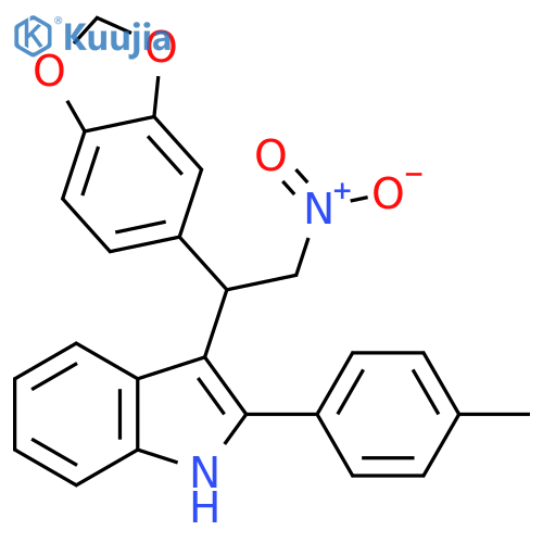 3-[1-(1,3-benzodioxol-5-yl)-2-nitroethyl]-2-(4-methylphenyl)-1H-indole structure