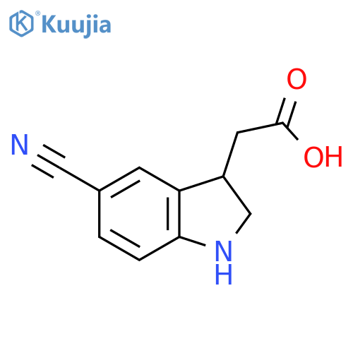 2-(5-cyano-2,3-dihydro-1H-indol-3-yl)acetic acid structure