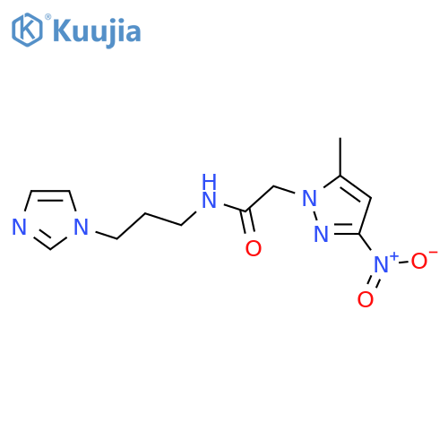 N-(3-Imidazol-1-yl-propyl)-2-(5-methyl-3-nitro-pyrazol-1-yl)-acetamide structure