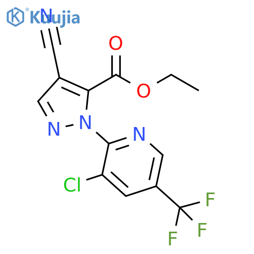 Ethyl 1-[3-chloro-5-(trifluoromethyl)pyridin-2-yl]-4-cyano-1H-pyrazole-5-carboxylate structure