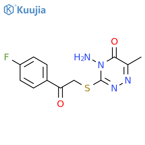 4-amino-3-{[2-(4-fluorophenyl)-2-oxoethyl]sulfanyl}-6-methyl-4,5-dihydro-1,2,4-triazin-5-one structure