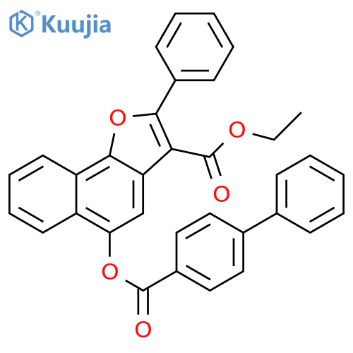 ethyl 5-{1,1'-biphenyl-4-carbonyloxy}-2-phenylnaphtho1,2-bfuran-3-carboxylate structure