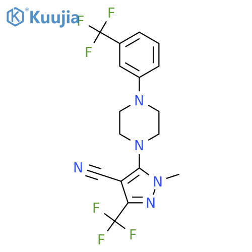 1-METHYL-3-(TRIFLUOROMETHYL)-5-(4-[3-(TRIFLUOROMETHYL)PHENYL]PIPERAZINO)-1H-PYRAZOLE-4-CARBONITRILE structure