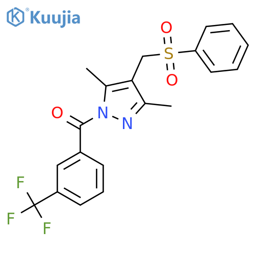 {3,5-dimethyl-4-[(phenylsulfonyl)methyl]-1H-pyrazol-1-yl}[3-(trifluoromethyl)phenyl]methanone structure