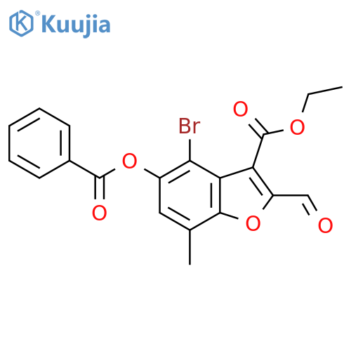 ethyl 5-(benzoyloxy)-4-bromo-2-formyl-7-methyl-1-benzofuran-3-carboxylate structure