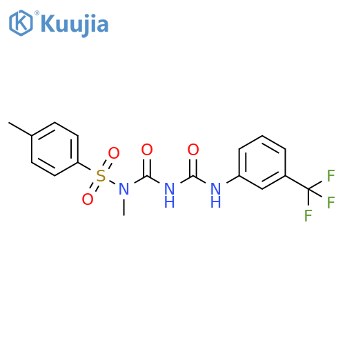 N-methyl-N-(4-methylbenzenesulfonyl)-1-({[3-(trifluoromethyl)phenyl]carbamoyl}amino)formamide structure
