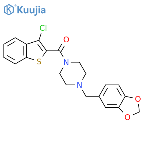 1-[(2H-1,3-Benzodioxol-5-yl)methyl]-4-(3-chloro-1-benzothiophene-2-carbonyl)piperazine structure