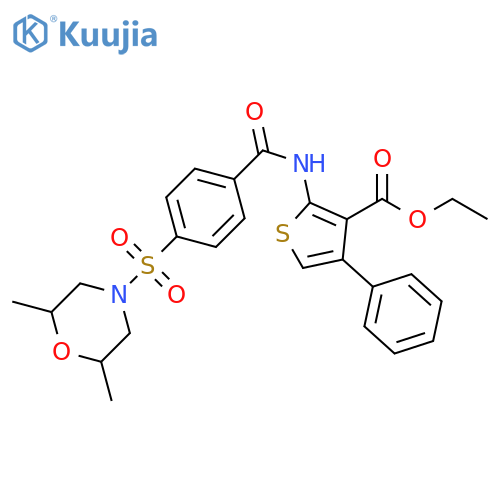 ethyl 2-{4-[(2,6-dimethylmorpholin-4-yl)sulfonyl]benzamido}-4-phenylthiophene-3-carboxylate structure