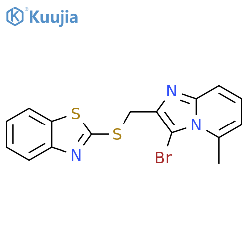 2-({3-bromo-5-methylimidazo1,2-apyridin-2-yl}methyl)sulfanyl-1,3-benzothiazole structure