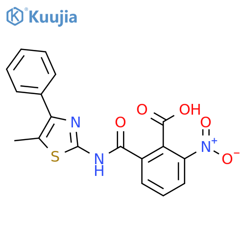 2-(5-methyl-4-phenyl-1,3-thiazol-2-yl)carbamoyl-6-nitrobenzoic acid structure