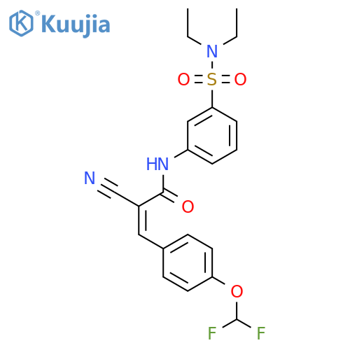 (Z)-2-Cyano-N-[3-(diethylsulfamoyl)phenyl]-3-[4-(difluoromethoxy)phenyl]prop-2-enamide structure