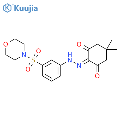 5,5-dimethyl-2-{2-3-(morpholine-4-sulfonyl)phenylhydrazin-1-ylidene}cyclohexane-1,3-dione structure