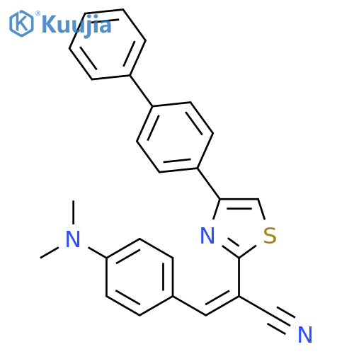 (2Z)-2-(4-{1,1'-biphenyl-4-yl}-1,3-thiazol-2-yl)-3-4-(dimethylamino)phenylprop-2-enenitrile structure