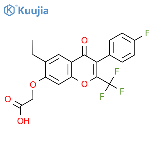 2-[6-ethyl-3-(4-fluorophenyl)-4-oxo-2-(trifluoromethyl)chromen-7-yl]oxyacetic Acid structure