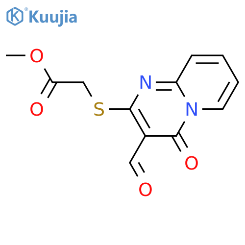 methyl 2-({3-formyl-4-oxo-4H-pyrido1,2-apyrimidin-2-yl}sulfanyl)acetate structure