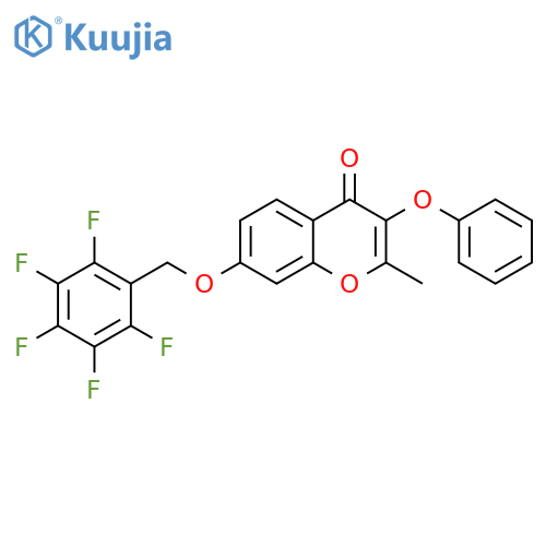 2-methyl-7-(2,3,4,5,6-pentafluorophenyl)methoxy-3-phenoxy-4H-chromen-4-one structure