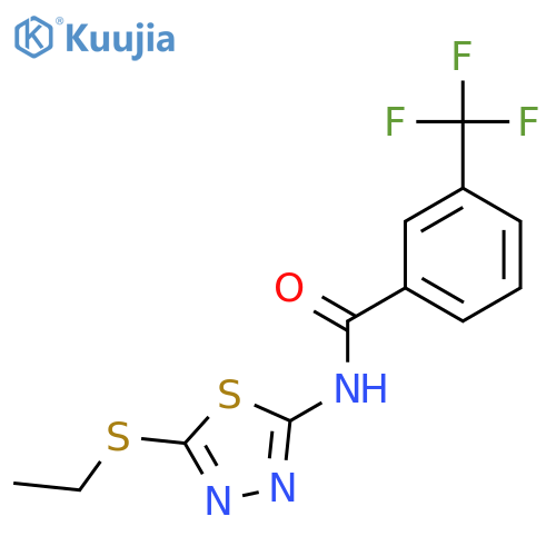 N-5-(ethylsulfanyl)-1,3,4-thiadiazol-2-yl-3-(trifluoromethyl)benzamide structure