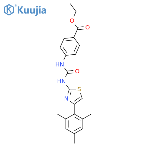 ethyl 4-({4-(2,4,6-trimethylphenyl)-1,3-thiazol-2-ylcarbamoyl}amino)benzoate structure