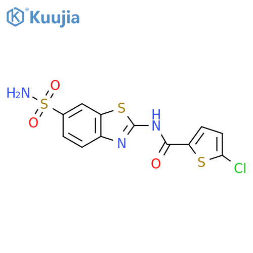 5-chloro-N-(6-sulfamoyl-1,3-benzothiazol-2-yl)thiophene-2-carboxamide structure