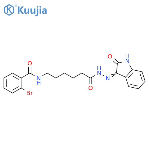 2-bromo-N-(5-{N'-(3E)-2-oxo-2,3-dihydro-1H-indol-3-ylidenehydrazinecarbonyl}pentyl)benzamide structure