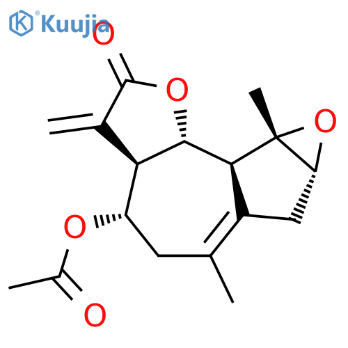 (3aR,4S,7aR,8aS,8bS,8cS)-6,8a-dimethyl-3-methylidene-2-oxo-2,3,3a,4,5,7,7a,8a,8b,8c-decahydrooxireno[2,3]azuleno[4,5-b]furan-4-yl acetate structure