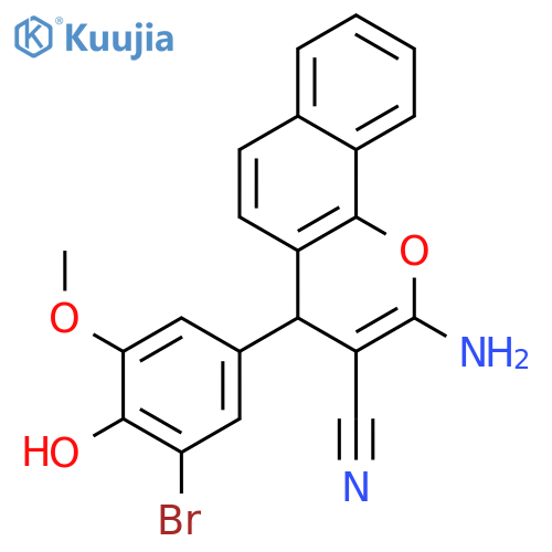 <br>2-Amino-4-(3-bromo-4-hydroxy-5-methoxy-phenyl)-4H-benzo[h]chromene-3-carbon itrile structure