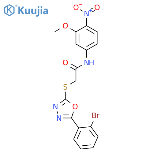 <br>2-[5-(2-Bromo-phenyl)-[1,3,4]oxadiazol-2-ylsulfanyl]-N-(3-methoxy-4-nitro-p henyl)-acetamide structure
