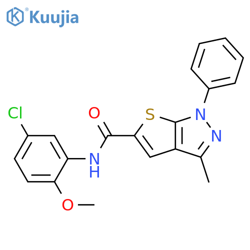 N-(5-chloro-2-methoxyphenyl)-3-methyl-1-phenylthieno[2,3-c]pyrazole-5-carboxamide structure