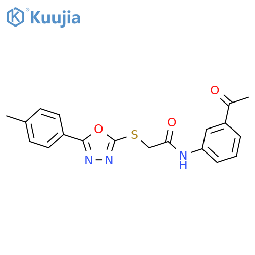 N-(3-Acetyl-phenyl)-2-(5-p-tolyl-[1,3,4]oxadiazol-2-ylsulfanyl)-acetamide structure