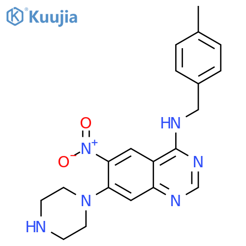 4-Quinazolinamine, N-[(4-methylphenyl)methyl]-6-nitro-7-(1-piperazinyl)- structure