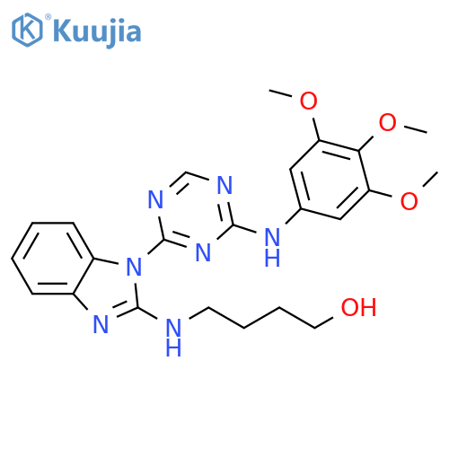 1-Butanol,4-[[1-[4-[(3,4,5-trimethoxyphenyl)amino]-1,3,5-triazin-2-yl]-1H-benzimidazol-2-yl]amino]- structure