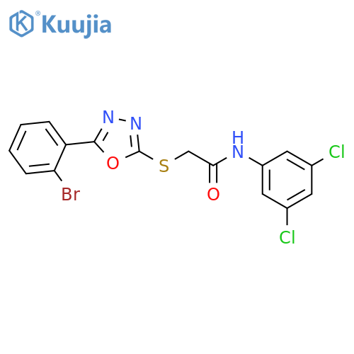 <br>2-[5-(2-Bromo-phenyl)-[1,3,4]oxadiazol-2-ylsulfanyl]-N-(3,5-dichloro-phenyl )-acetamide structure