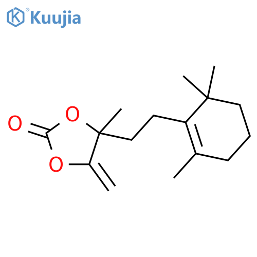 <br>4-Methyl-5-methylene-4-[2-(2,6,6-trimethyl-cyclohex-1-enyl)-ethyl]-[1,3]dio xolan-2-one structure