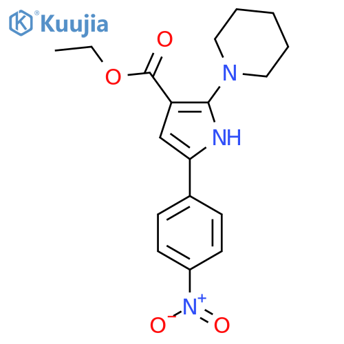 ethyl 5-(4-nitrophenyl)-2-(piperidin-1-yl)-1H-pyrrole-3-carboxylate structure