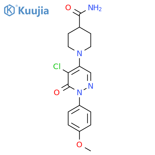 1-[5-CHLORO-1-(4-METHOXYPHENYL)-6-OXO-1,6-DIHYDRO-4-PYRIDAZINYL]-4-PIPERIDINECARBOXAMIDE structure