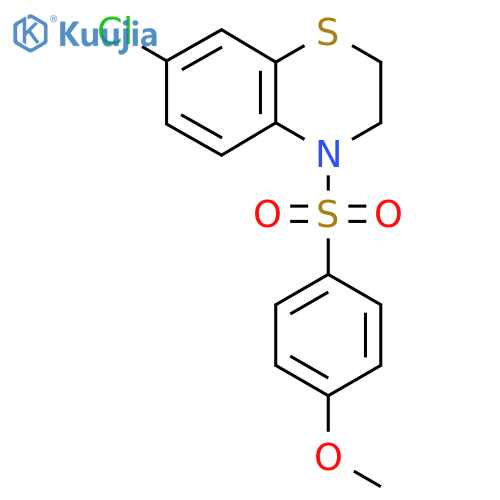 4-[(7-Chloro-2,3-dihydro-4H-1,4-benzothiazin-4-yl)sulfonyl]phenyl methyl ether structure