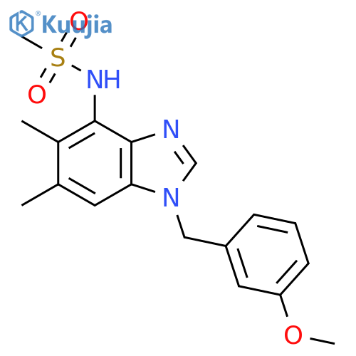 N-[1-(3-methoxybenzyl)-5,6-dimethyl-1H-1,3-benzimidazol-4-yl]methanesulfonamide structure