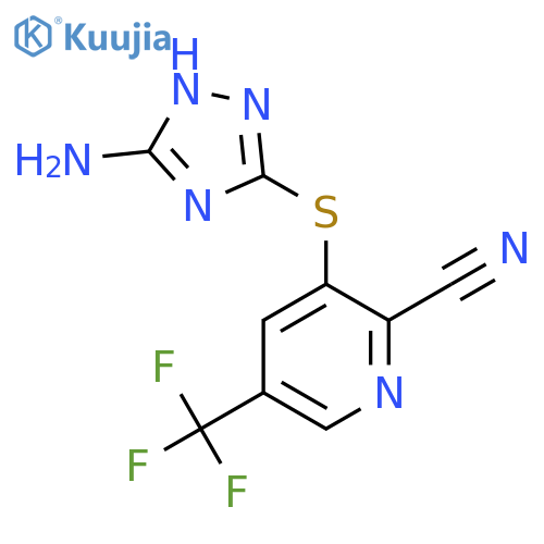 3-[(3-AMINO-1H-1,2,4-TRIAZOL-5-YL)SULFANYL]-5-(TRIFLUOROMETHYL)-2-PYRIDINECARBONITRILE structure