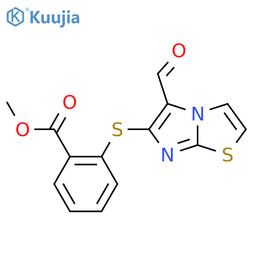 Methyl 2-({5-formylimidazo[2,1-b][1,3]thiazol-6-yl}sulfanyl)benzoate structure