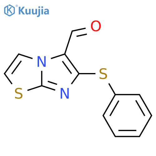Imidazo[2,1-b]thiazole-5-carboxaldehyde, 6-(phenylthio)- structure