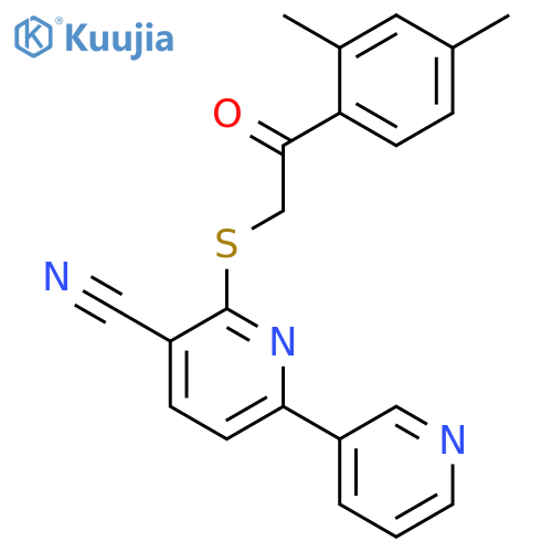 <br>6-{[2-(2,4-dimethylphenyl)-2-oxoethyl]sulfanyl}-2,3'-bipyridine-5-carbonitr ile structure